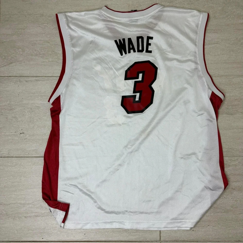 Vintage Miami Heat White Authentic Dwayne Wade #3 Adidas NBA Jersey Size‎ XXL